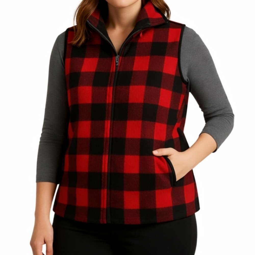 Chaps Buffalo Plaid Checkered Vest Plus Sz 2X